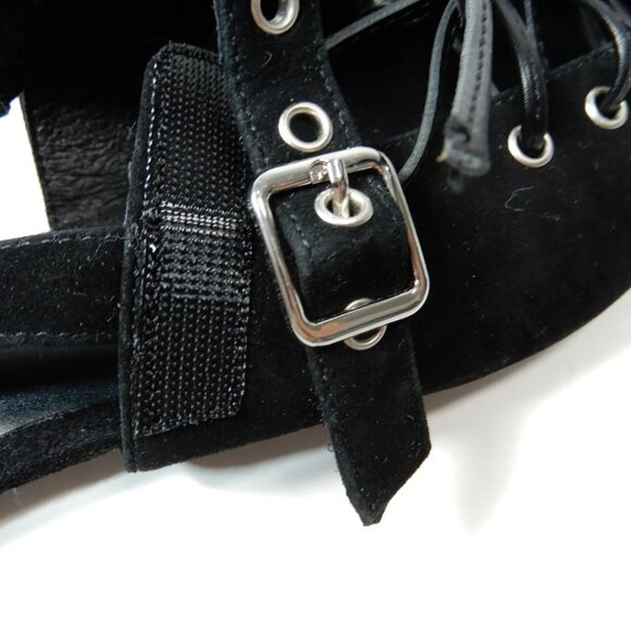 Jeffrey Campbell Geralt Pointed Toe Slingback Corset Flats 8.5 Black Suede NEW - Picture 8 of 12